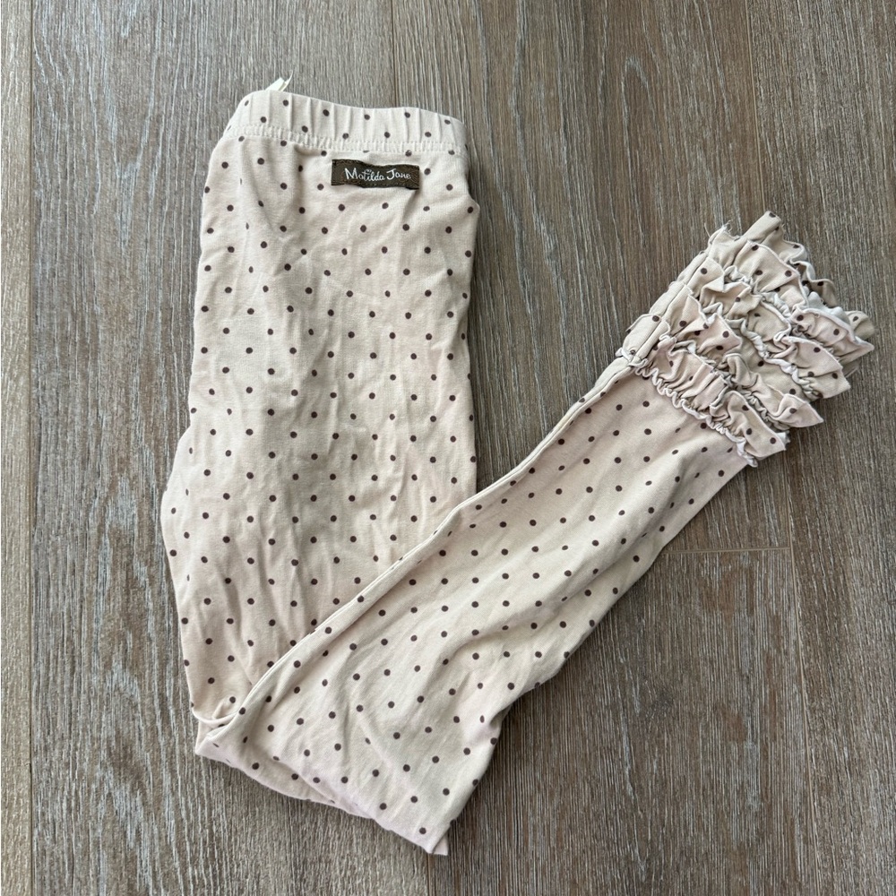 Matilda Jane Cream Polka Dot Ruffle Leggings